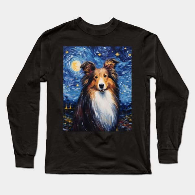 Sheltie Night Long Sleeve T-Shirt by NatashaCuteShop